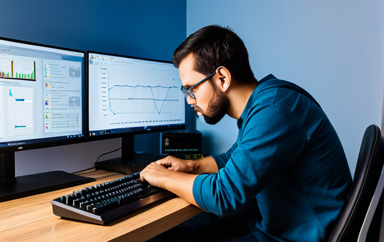A focused individual, fully clothed in modest, comfortable attire, troubleshooting a home network connection. They are kneeling beside a modern internet router, meticulously checking the Ethernet cables. In the background, a clean, professional gaming desk setup is visible, with a computer screen displaying network diagnostic graphs and indicators. The atmosphere is one of calm determination and technical precision, highlighting the process of problem-solving. Professional photography, sharp focus, vibrant colors, perfect anatomy, correct proportions, natural pose, well-formed hands, proper finger count, natural body proportions, safe for work, appropriate content, fully clothed, modest.