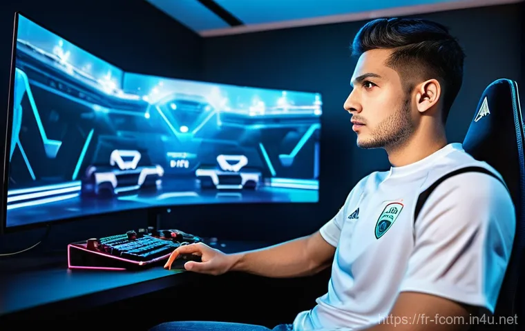 FC온라인 유튜브 공략 영상 - **Prompt 1: Mastering Meta Formations and Custom Tactics**
A highly focused male FC Online gamer...