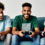 FC온라인 친구 초대 방법 - **Prompt:** A vibrant, candid photograph capturing a diverse group of young adult friends enjoying a...