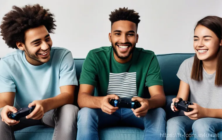 FC온라인 친구 초대 방법 - **Prompt:** A vibrant, candid photograph capturing a diverse group of young adult friends enjoying a...