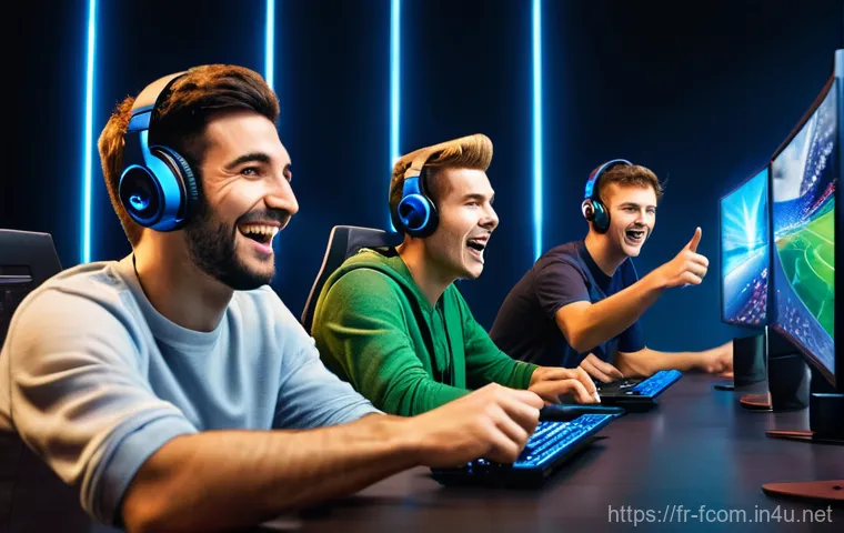 FC온라인 친구 초대 방법 - **Prompt:** A vibrant, candid photograph capturing a diverse group of young adult friends enjoying a...