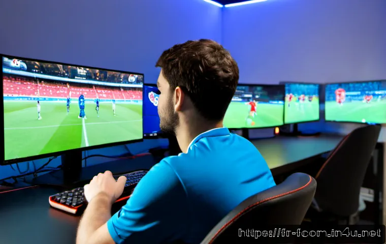 FC온라인 프로 팀과 스크림 경험 - Photorealistic esports training room in Paris, a focused French FC Online professional team of young...